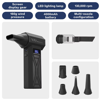 Turbo Fan Wind Pressure Powerful Turbo Air Blower with LED Light Wireless Dust Blower High Speed Jet Blower Vacuum Turbo Jet Fan